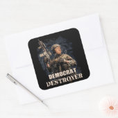 Militärsoldat Trump Demokrat Destroyer USA Quadratischer Aufkleber (Umschlag)