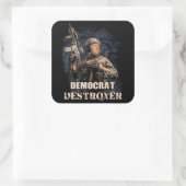 Militärsoldat Trump Demokrat Destroyer USA Quadratischer Aufkleber (Tasche)