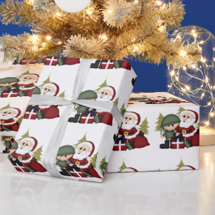 Militärsoldat und Weihnachtsmann Weihnachtsbrauch Geschenkpapier