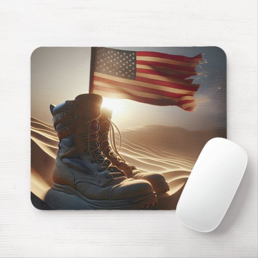 Militärstiefel mit amerikanischer Flagge Mousepad (Mit Mouse)