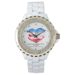 *~* Militärveteranen-Mama-rote weiße blaue Armbanduhr