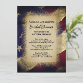 Military American Flag Bridal Shower Invitation Einladung (Stehend Vorderseite)