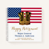 Military American Flag USA Boots Retirement Guest Notizblock (Vorderseite)