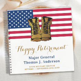 Military American Flag USA Boots Retirement Guest Notizblock