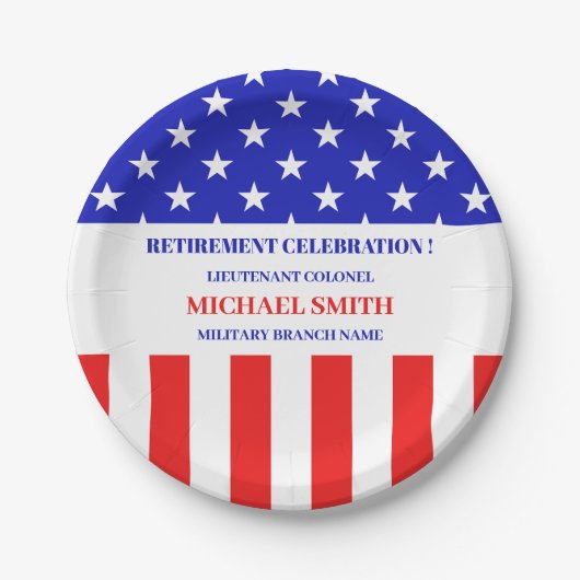 Military Army or Patriotic Theme Retirement Party Pappteller (Vorderseite)