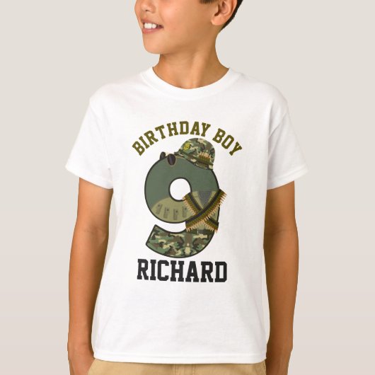 Military Birthday Boy Nineth Soldier T-Shirt (Vorderseite)