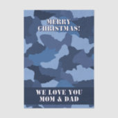 Military Blue Camouflage Custom Frohe Weihnachten Seidenpapier (Vorderseite)