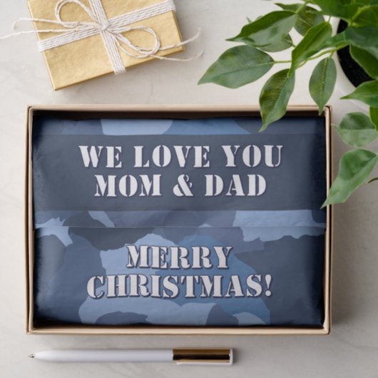 Military Blue Camouflage Custom Frohe Weihnachten Seidenpapier (Geschenk)