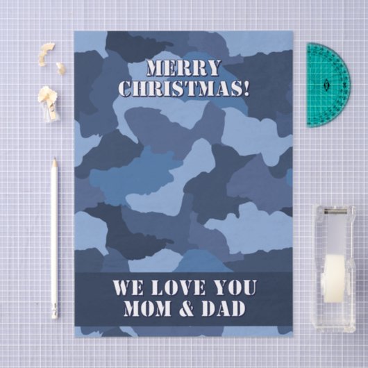 Military Blue Camouflage Custom Frohe Weihnachten Seidenpapier (Handwerk)