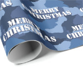 Military Blue Camouflage Frohe Weihnachten Geschenkpapier (Rolleneckpunkt)