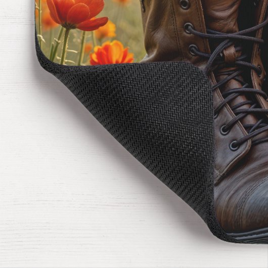 Military Boots With Flag and Poppies Mousepad (Ecke)
