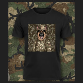 Military Camo German Shepherd T-Shirt