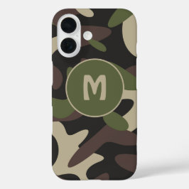 Military Camouflage Cameo Green Muster Monogram iPhone 16 Hülle