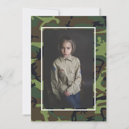 Military Camouflage USA Flag Foto Birthday Einladung (Rückseite)