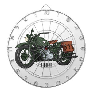 Military cruiser motorcycle cartoon illustration dartscheibe