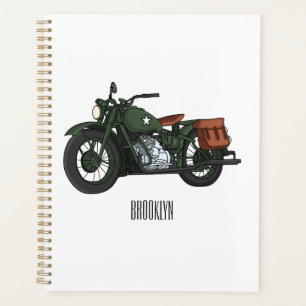 Military cruiser motorcycle cartoon illustration  planer