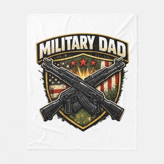 Military dad design with crossed rifles. fleecedecke (Vorderseite)