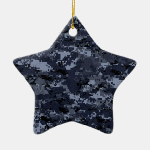 Military Digital Blue Camouflage Star Ornament