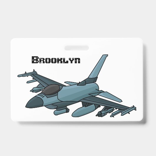 Military Fighter Jet Plane Cartoon Ausweis (Vorderseite)