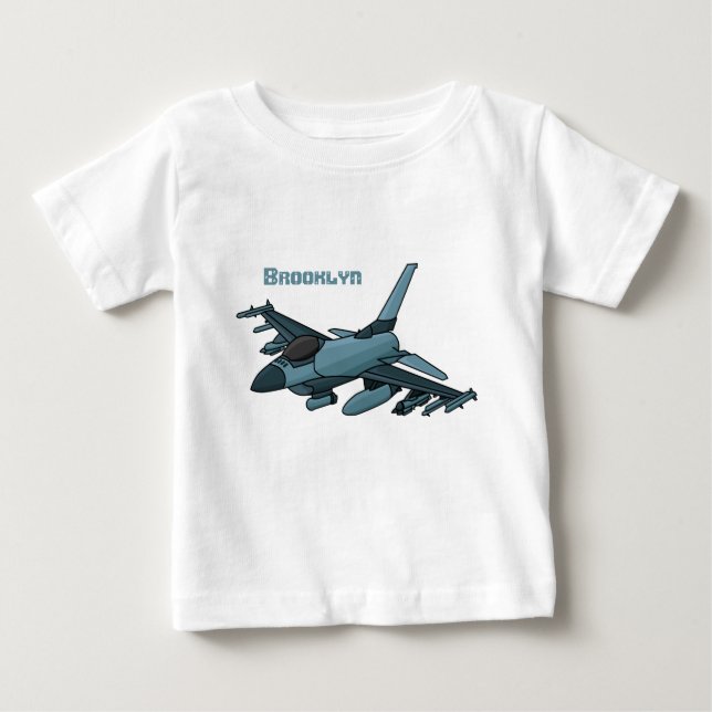 Military Fighter Jet Plane Cartoon Baby T-shirt (Vorderseite)