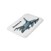 Military Fighter Jet Plane Cartoon Badematte (Schrägansicht)