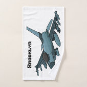 Military Fighter Jet Plane Cartoon Badhandtuch Set (Handtuch)