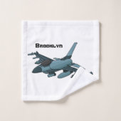 Military Fighter Jet Plane Cartoon Badhandtuch Set (Waschlappen)