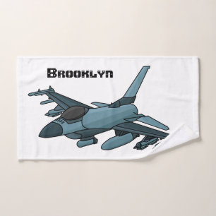 Military Fighter Jet Plane Cartoon Badhandtuch Set