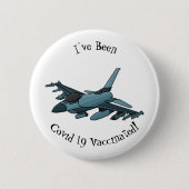 Military Fighter Jet Plane Cartoon Button (Vorderseite)