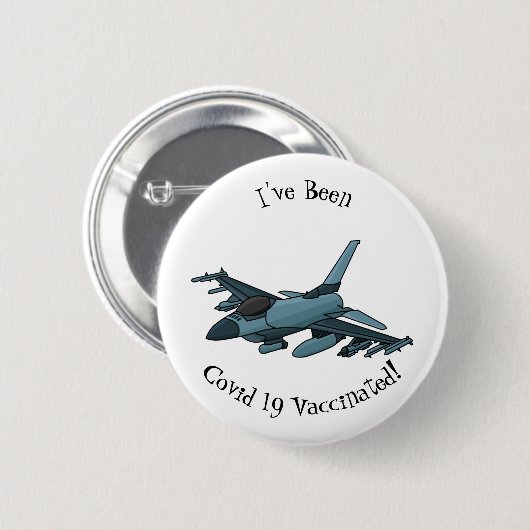 Military Fighter Jet Plane Cartoon Button (Vorne & Hinten)