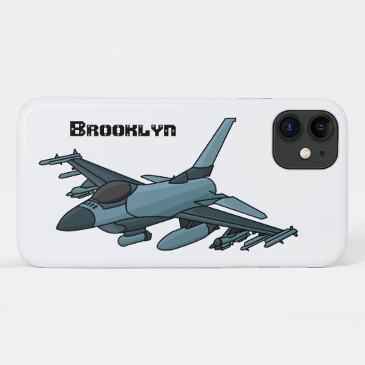 Military Fighter Jet Plane Cartoon Case-Mate iPhone Hülle (Rückseite (Horizontal))