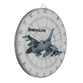Military Fighter Jet Plane Cartoon Dartscheibe (Vorderseite Links)