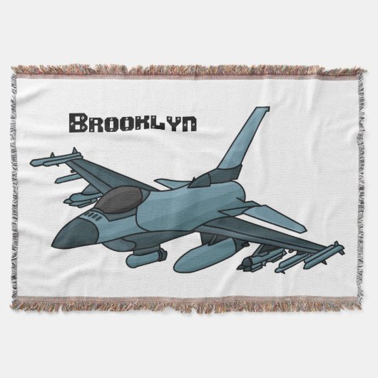 Military Fighter Jet Plane Cartoon Decke (Vorderseite)