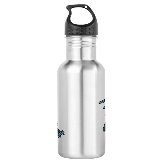 Military Fighter Jet Plane Cartoon Edelstahlflasche (Rückseite)