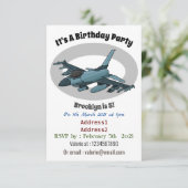 Military Fighter Jet Plane Cartoon Einladung (Stehend Vorderseite)