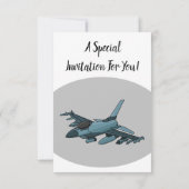 Military Fighter Jet Plane Cartoon Einladung (Rückseite)