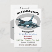 Military Fighter Jet Plane Cartoon Einladung (Vorne/Hinten)