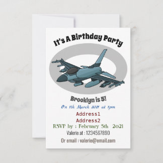 Military Fighter Jet Plane Cartoon Einladung