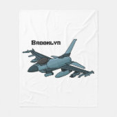 Military Fighter Jet Plane Cartoon Fleecedecke (Vorderseite)