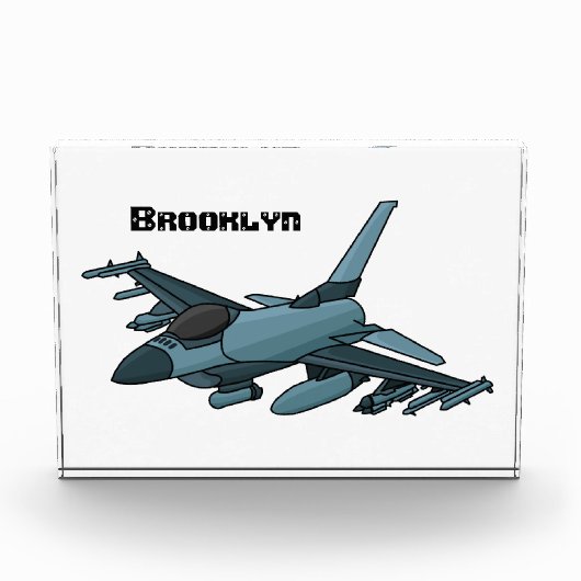 Military Fighter Jet Plane Cartoon Fotoblock (Vorderseite)