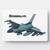 Military Fighter Jet Plane Cartoon Fotoplatte (Vorderseite)