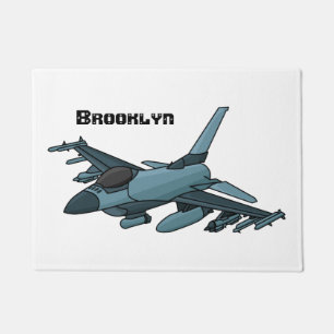 Military Fighter Jet Plane Cartoon Fußmatte