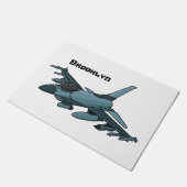 Military Fighter Jet Plane Cartoon Fußmatte (Schrägansicht)