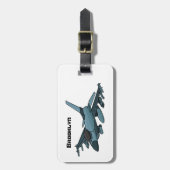 Military Fighter Jet Plane Cartoon Gepäckanhänger (Vorderseite vertikal)