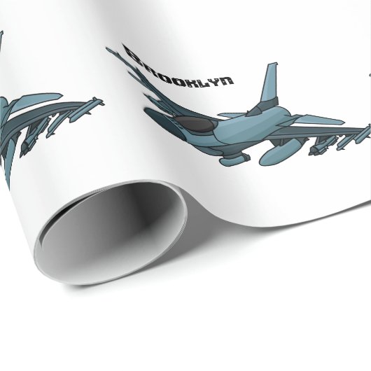 Military Fighter Jet Plane Cartoon Geschenkpapier (Rolleneckpunkt)