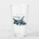 Military Fighter Jet Plane Cartoon Glas (Rückseite)