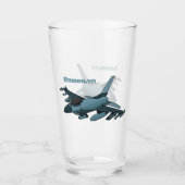 Military Fighter Jet Plane Cartoon Glas (Vorderseite)
