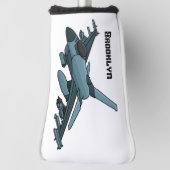 Military Fighter Jet Plane Cartoon Golf Headcover (Rotieren 90)