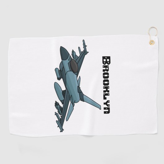 Military Fighter Jet Plane Cartoon Golfhandtuch (Horizontal)