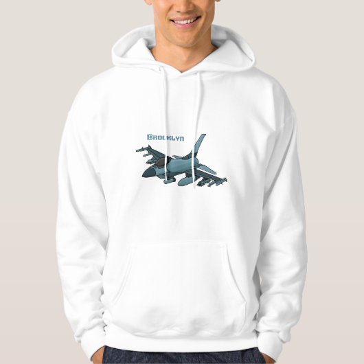 Military Fighter Jet Plane Cartoon Hoodie (Vorderseite)